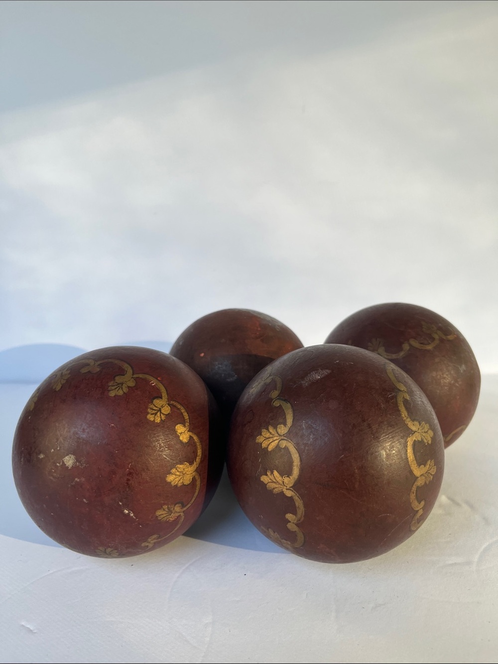 Pier One Vintage 4 Gold & Brown Filigree Decorative Orbs – Set of 4 - Picture 7 of 8